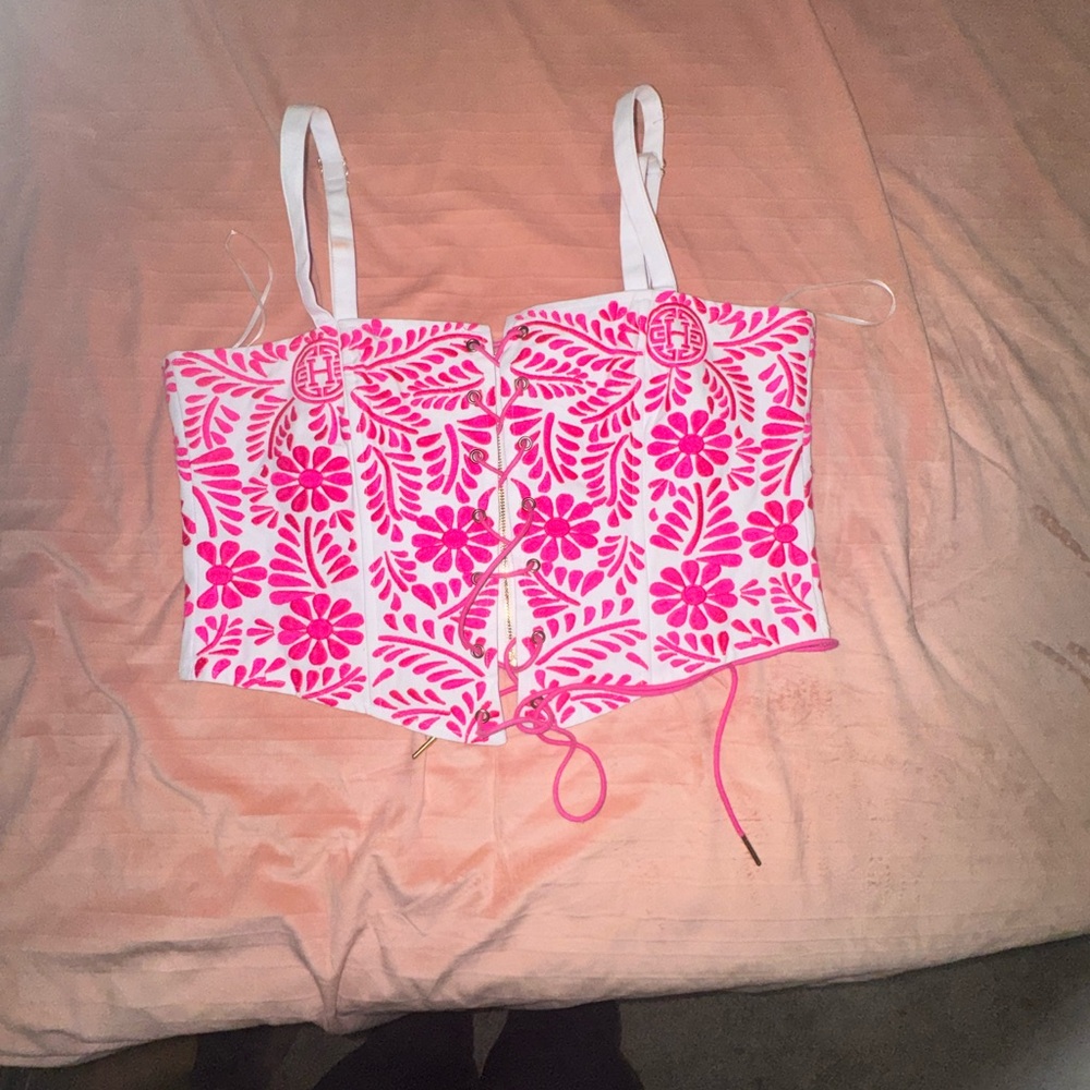 Herencia Baile Essentials Pink Embroidered Corset XL